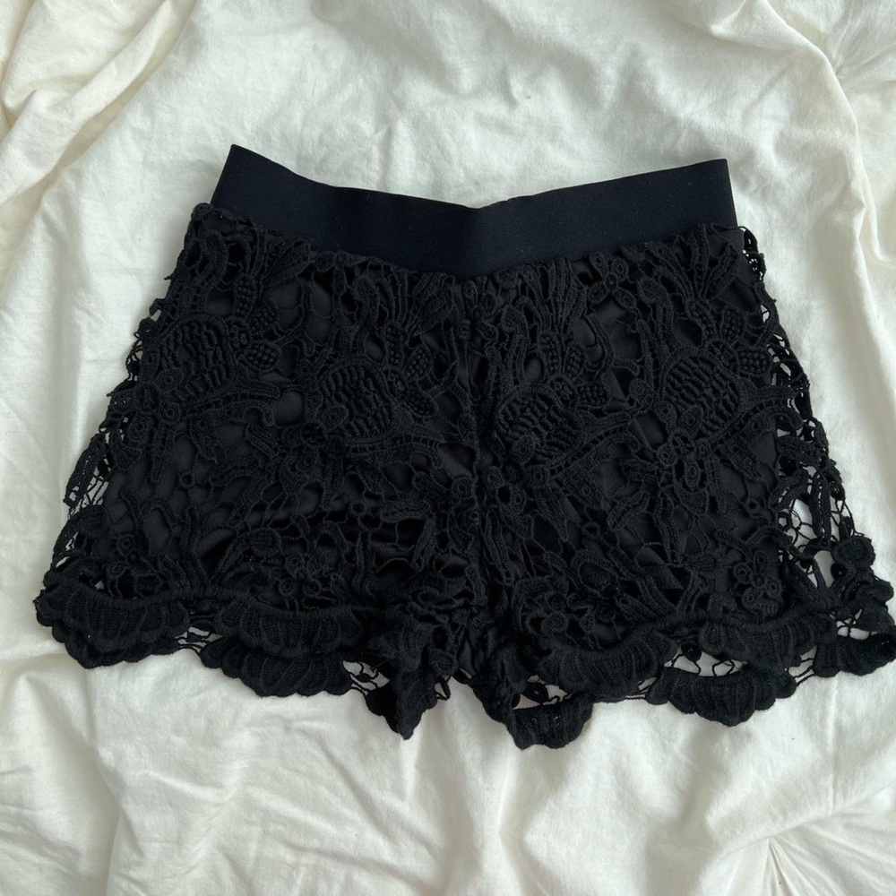 Black Crochet Shorts